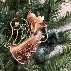 Bronze Colored Angel Ornament with Gold Accents